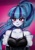 Size: 1320x1880 | Tagged: safe, artist:pulse, sonata dusk, human, equestria girls, g4, bare shoulders, breasts, busty sonata dusk, choker, cleavage, clothes, cute, dress, ear piercing, earring, female, jewelry, licking, licking lips, looking at you, piercing, pink background, ponytail, simple background, smiling, solo, sonatabetes, tongue out