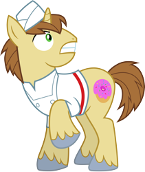Size: 3000x3549 | Tagged: safe, artist:cloudy glow, donut joe, pony, unicorn, g4, .ai available, clothes, hat, high res, horn, male, shirt, simple background, solo, stallion, transparent background, unshorn fetlocks, vector