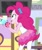 Size: 736x880 | Tagged: safe, screencap, pinkie pie, human, dashing through the mall, equestria girls, equestria girls series, g4, holidays unwrapped, spoiler:eqg series (season 2), blurry background, clothes, depth of field, female, holding, jewelry, looking up, mini party cannon, necklace, open mouth, party cannon, rah rah skirt, skirt, slender, solo, tank top, thin