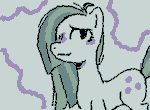 Size: 355x261 | Tagged: safe, artist:gh0stmist, part of a set, marble pie, earth pony, pony, g4, abstract background, animated, blushing, cute, female, frame by frame, gif, gray coat, hair over one eye, long mane, marblebetes, mare, messy mane, shy, shy smile, smiling, squigglevision, straight mane, tail, two toned mane, two toned tail, wigglypaint