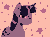 Size: 355x261 | Tagged: safe, artist:gh0stmist, part of a set, twilight sparkle, alicorn, pony, g4, animated, blushing, ear blush, empty eyes, female, folded wings, frame by frame, gif, horn, limited palette, mare, narrowed eyes, no catchlights, no mouth, nose blush, orange background, purple coat, simple background, solo, sparkles, squigglevision, stars, twilight sparkle (alicorn), two toned mane, unicorn horn, wigglypaint, wings