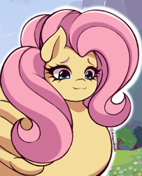 Size: 1661x2048 | Tagged: safe, artist:artmorheart, fluttershy, pegasus, pony, g4, :3, cute, puffed chest, small head, smiling, solo, wings