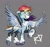 Size: 1094x1029 | Tagged: safe, artist:justvoidsdumbstuff1, rainbow dash, pegasus, pony, g4, alternate color palette, alternate design, blaze (coat marking), blue coat, coat markings, colored hooves, colored muzzle, colored sketch, colored wings, colored wingtips, eyelashes, facial markings, feather, female, floppy ears, goggles, goggles on head, gray background, lightning mark, looking at you, mare, multicolored hair, multicolored mane, multicolored tail, multicolored wings, narrowed eyes, rainbow hair, rainbow tail, raised hoof, redesign, shiny hooves, short hair rainbow dash, short mane, short tail, shrunken pupils, simple background, sketch, smiling, smiling at you, socks (coat markings), solo, spread wings, standing, tail, text, unshorn fetlocks, wings