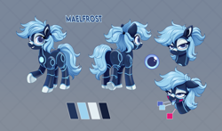 Size: 4343x2562 | Tagged: safe, artist:moetempura, oc, oc:maelfrost, earth pony, pony, robot, robot pony, ahegao, led, looking at you, open mouth, reference sheet, solo, three quarter view, tongue out