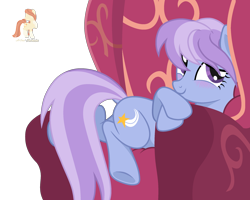 Size: 2500x2000 | Tagged: safe, artist:r4hucksake, oc, oc only, oc:amethyst sprint, earth pony, pony, blushing, couch, cute, dock, female, looking at you, mare, ocbetes, short mane, simple background, smiling, solo, tail, transparent background