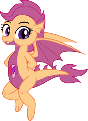 Size: 1071x1470 | Tagged: safe, artist:dupontsimon, scootaloo, dragon, fanfic:magic shorts, fanfic:magic show of friendship, equestria girls, g4, dragonified, fanfic art, not smolder, scootadragon, simple background, solo, species swap, transformation, transparent background, vector