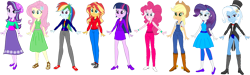 Size: 4028x1205 | Tagged: safe, artist:invisibleink, artist:tylerajohnson352, applejack, fluttershy, pinkie pie, rainbow dash, rarity, starlight glimmer, sunset shimmer, trixie, twilight sparkle, equestria girls, g4, beanie, beanie hat, belt, blouse, boots, bowtie, business suit, clothes, converse, cowboy boots, cowboy hat, denim, dress, feet, flats, gown, hat, high heels, hoodie, jacket, jeans, jewelry, leather, leather jacket, leggings, long skirt, magician, magician outfit, necklace, overalls, pants, sandals, shirt, shoes, short shirt, simple background, skirt, stocking feet, tank top, transparent background, trenchcoat, tuxedo, waistband, wristband, zipper