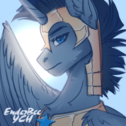 Size: 2048x2048 | Tagged: safe, artist:enderbee, oc, alicorn, earth pony, pegasus, pony, unicorn, armor, armored pony, commission, guard, horn, royal guard, solo, sun, your character here