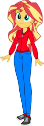 Size: 524x1508 | Tagged: safe, artist:invisibleink, artist:tylerajohnson352, sunset shimmer, equestria girls, g4, clothes, converse, denim, hoodie, jacket, jeans, pants, shirt, shoes, simple background, solo, transparent background, zipper