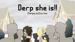 Size: 1280x720 | Tagged: safe, artist:alfa995, derpy hooves, doctor whooves, pinkie pie, time turner, earth pony, pegasus, pony, g4, 2014, animated, artifact, blushing, cloud, cute, derpabetes, doctorbetes, female, food, frame by frame, male, mare, muffin, music, night, nostalgia, old video, ship:doctorderpy, shipping, sound, stallion, straight, there she is!, webm, wings, youtube, youtube link, youtube video