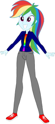 Size: 697x1557 | Tagged: safe, artist:invisibleink, artist:tylerajohnson352, rainbow dash, equestria girls, g4, clothes, converse, denim, high heels, jacket, jeans, leather, leather jacket, pants, shirt, shoes, simple background, solo, transparent background