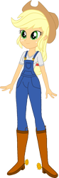 Size: 529x1595 | Tagged: safe, artist:invisibleink, artist:tylerajohnson352, applejack, equestria girls, g4, boots, clothes, cowboy boots, cowboy hat, cowgirl, denim, farmer, hat, overalls, shirt, shoes, simple background, transparent background