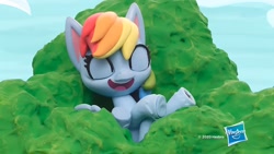 Size: 1920x1080 | Tagged: safe, edit, edited screencap, screencap, rainbow dash, pegasus, pony, diy with my little pony - carving contest, g4, g4.5, my little pony: stop motion short, cute, hasbro, hasbro logo, laughing, logo, solo