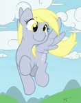 Size: 631x800 | Tagged: safe, artist:ajin, derpy hooves, pegasus, pony, g4, colored, cute, female, flat colors, flying, mare, smiling, solo