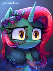 Size: 2228x3000 | Tagged: safe, artist:opal_radiance, oc, oc only, pony, unicorn, gradient background, horn, solo