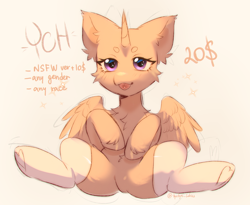 Size: 2432x1993 | Tagged: safe, artist:tyutya, pony, cheek fluff, chest fluff, clothes, ear fluff, featureless crotch, fluffy, hoof heart, sitting, socks, stockings, thigh highs, tongue out, underhoof, ych sketch, your character here