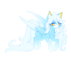 Size: 2048x1671 | Tagged: safe, alternate version, artist:madisockz, oc, oc only, oc:daydream, pegasus, pony, :3, ahoge, big eyes, blaze (coat marking), blue coat, blue mane, blue tail, body freckles, chest fluff, coat markings, colored ear fluff, colored eyebrows, colored pinnae, colored sketch, colored wings, colored wingtips, ear fluff, eye clipping through hair, eyebrows, eyebrows visible through hair, facial markings, female, flying, freckles, gradient legs, gradient wings, high res, impossibly long tail, lidded eyes, long mane, long tail, mare, mealy mouth (coat marking), partially open wings, pegasus oc, signature, simple background, sketch, smiling, socks (coat markings), solo, tail, tired eyes, two toned wings, white background, wingding eyes, wings, yellow eyes