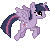 Size: 100x94 | Tagged: safe, artist:botchan-mlp, artist:jaye, mean twilight sparkle, pony, g4, animated, desktop ponies, flying, pixel art, simple background, solo, sprite, transparent background