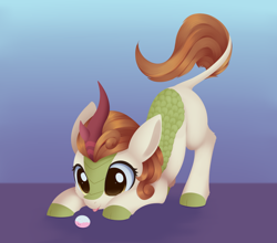 Size: 2488x2192 | Tagged: safe, artist:dusthiel, autumn blaze, kirin, g4, :p, cloven hooves, eyes on the prize, face down ass up, female, mare, solo, tinyface, tongue out