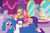 Size: 5400x3600 | Tagged: safe, artist:prixy05, fluttershy, hitch trailblazer, izzy moonbow, pinkie pie, pipp petals, rarity, sparky sparkeroni, dragon, earth pony, pegasus, pony, unicorn, g4, g5, my little pony: tell your tale, baby, baby dragon, blueprint, carousel boutique, female, g4 to g5, generation leap, glasses, hitch and his 2nd heroine, horn, izzy and her heroine, izzy and her second heroine, male, mannequin, mare, mirror, pipp and her heroine, pipp and her second heroine, rarity's glasses, stallion, tangled up
