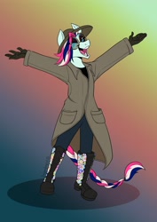 Size: 2894x4093 | Tagged: safe, artist:dragonfoxgirl, oc, oc only, anthro, braid, braided tail, gradient background, solo, tail