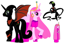 Size: 3820x2672 | Tagged: safe, artist:nathaniel718, alicorn, pony, g4, adventure time, cartoon network, female, male, mare, nergal, nergal and princess bubblegum, ponified, princess bubblegum, simple background, stallion, the grim adventures of billy and mandy, white background