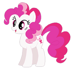 Size: 438x424 | Tagged: safe, artist:selenaede, artist:user15432, plumsweet, earth pony, pony, g4, base used, female, generation leap, mare, open mouth, open smile, pink eyes, pink mane, pink tail, recolor, simple background, smiling, solo, tail, transparent background, white coat