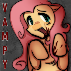 Size: 1000x1000 | Tagged: safe, artist:0liiver, fluttershy, pegasus, pony, undead, vampire, solo