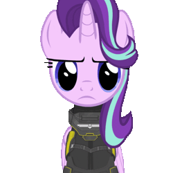 Size: 600x600 | Tagged: safe, artist:.derpy., starlight glimmer, alicorn, pony, animated, helldivers, helldivers 2, salute, show accurate, simple background, sitting, solo, transparent background