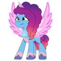 Size: 768x768 | Tagged: safe, artist:bluemario11, misty brightdawn, alicorn, butterfly, g5, alicornified, female, gem, mistycorn, race swap, simple background, solo, transparent background