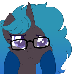 Size: 5376x5471 | Tagged: safe, artist:arina-gremyako, artist:calibykitty, oc, oc only, oc:midnight specter, oc:nightlight canvas, pony, unicorn, base used, frown, glasses, horn, simple background, squishy cheeks, transparent background