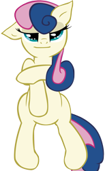 Size: 737x1200 | Tagged: safe, artist:fluor1te, bon bon, sweetie drops, earth pony, pony, g4, 2012, bipedal, female, lidded eyes, looking at you, mare, simple background, solo, tail, transparent background, we don't normally wear clothes
