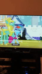 Size: 720x1280 | Tagged: safe, screencap, rainbow dash, rarity, zephyr breeze, g4, sparkle's seven, animated, female, male, mare, photo, picture of a screen, royal guard, royal guard zephyr breeze, sound, stallion, tiktok, webm