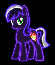 Size: 3400x4000 | Tagged: safe, artist:rendelline, oc, oc only, oc:proudy hooves, earth pony, pony, 2014, black background, confident, earth pony oc, high res, male, neon, simple background, smiling, smug, solo, stallion