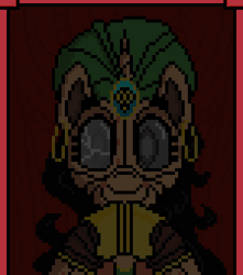 Size: 450x510 | Tagged: safe, artist:nukepony360, oc, oc only, oc:madame fortuna, pony, robot, robot pony, unicorn, animated, ear piercing, earring, female, fortune teller, gif, horn, jewelry, loop, malfunction, mare, perfect loop, piercing, pixel animation, pixel art, solo, sparks, turban