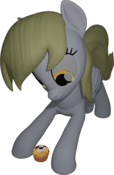 Size: 1867x2838 | Tagged: safe, artist:wissle, derpy hooves, pegasus, pony, g4, 3d, blender, female, food, high res, mare, muffin, simple background, solo, transparent background