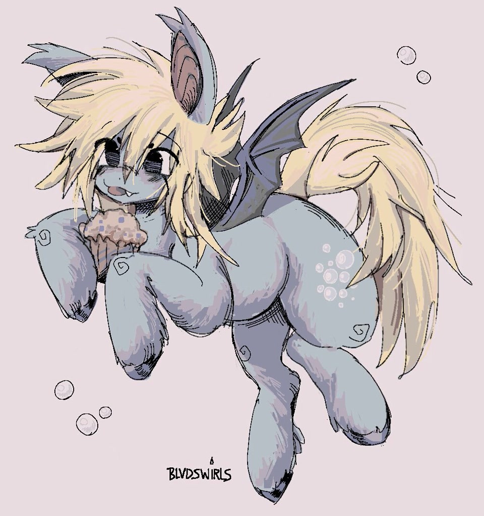 #3335402 - safe, artist:blvdswirls, derpy hooves, bat pony, pony, g4 ...