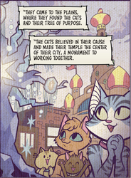 Size: 744x1013 | Tagged: safe, artist:andy price, idw, tree of harmony, abyssinian, cat, friendship is magic #100, g4, my little pony: friendship is magic (idw), spoiler:comic, abyssinia, element of generosity, element of honesty, element of kindness, element of laughter, element of loyalty, element of magic, elements of harmony, kitten, temple, unnamed abyssinian, unnamed character