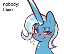 Size: 1052x744 | Tagged: safe, artist:chiefywiffy, trixie, unicorn, g4, female, horn, impossibly large horn, simple background, solo, white background