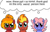 Size: 680x429 | Tagged: safe, artist:moonatik, oc, oc only, oc:flame fireblast, oc:moonatik, oc:wonder waves, earth pony, pegasus, bust, cute, earth pony oc, female, glasses, male, mare, meme, needs more jpeg, pegasus oc, simple background, stallion, thought bubble, white background