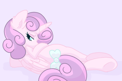 Size: 1200x800 | Tagged: safe, edit, editor:autismare, oc, oc only, oc:adora belle, oc:princess adora sugar belle, alicorn, pony, base used, bow, female, mare, purple background, shading, simple background, solo, tail, tail bow