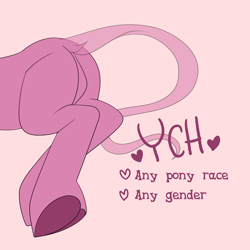 Size: 3800x3800 | Tagged: safe, artist:neonishe, pony, advertisement, butt, butt focus, commission, dock, featureless crotch, frog (hoof), plot, solo, tail, underhoof, ych sketch, your character here