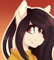 Size: 900x1000 | Tagged: safe, artist:pixelberrry, oc, pony, bust, clothes, female, mare, portrait, solo, sweater