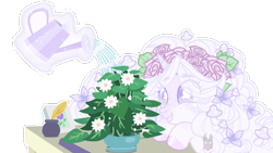 Size: 800x451 | Tagged: safe, artist:lonecrystalcat, oc, oc only, pony, unicorn, g4, base used, commission, female, horn, simple background, solo, transparent background, watering can, your character here
