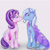 Size: 2048x2048 | Tagged: safe, artist:burgerpawjob, starlight glimmer, trixie, pony, unicorn, g4, boop, duo, female, horn, lesbian, noseboop, ship:startrix, shipping