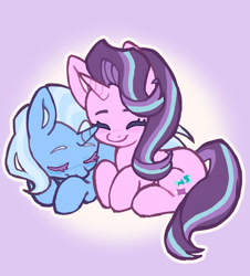 Size: 1674x1854 | Tagged: safe, artist:vwenties, starlight glimmer, trixie, pony, unicorn, g4, duo, duo female, eyes closed, female, horn, lesbian, mare, ship:startrix, shipping