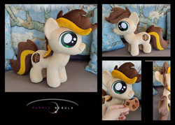 Size: 1280x918 | Tagged: safe, artist:purplenebulastudios, oc, oc:pencil cookie, earth pony, pony, g4, colt, cookie, foal, food, irl, male, photo, plushie, solo