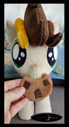 Size: 1280x2358 | Tagged: safe, artist:purplenebulastudios, oc, oc:pencil cookie, earth pony, pony, colt, cookie, foal, food, irl, male, photo, plushie, solo