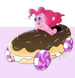 Size: 2085x2159 | Tagged: safe, artist:aztrial, pinkie pie, earth pony, pony, g4, candy, food, kart, smiling, solo