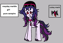 Size: 1117x761 | Tagged: safe, artist:ask-luciavampire, oc, oc only, pony, undead, vampire, vampony, gray background, profile, simple background, solo, tumblr